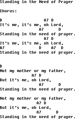Bluegrass songs with chords - Standing In The Need Of Prayer